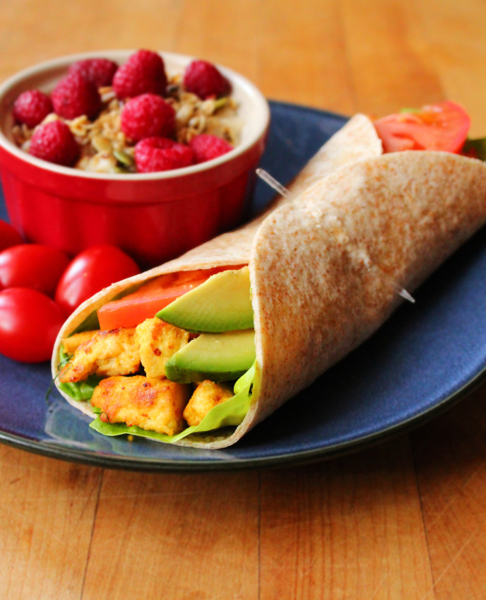 Scrambled Tofu Breakfast Wrap | Want a seriously powerful breakfast? This wrap provides a great mix of protein, healthy fats, and complex carbs. It's easy to take on the go and you can prep the tofu ahead of time for a quicker breakfast. | www.ilovevegan.com