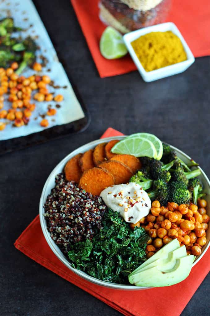 Roasted Veggie Quinoa Bowl #vegan #glutenfree - ilovevegan.com