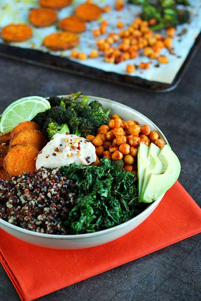 Roasted Veggie Quinoa Bowl #vegan #glutenfree - ilovevegan.com