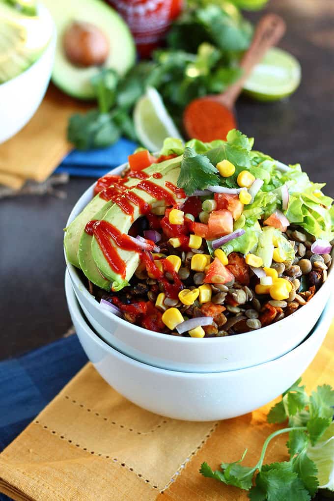 The Big Southwest Lentil Salad Bowl via ilovevegan.com #vegan #glutenfree #nutfree #soyfree