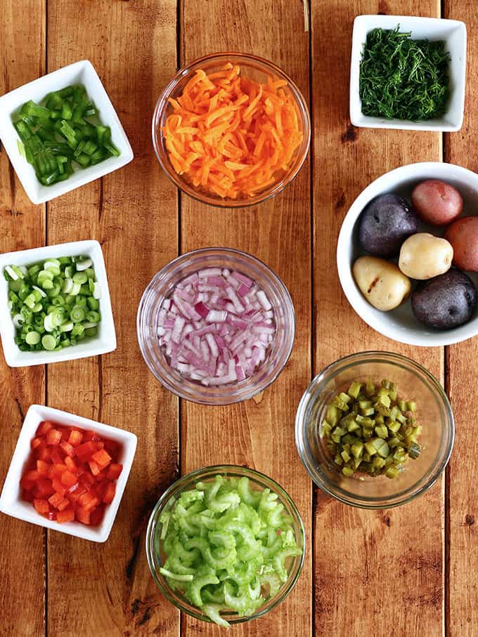 Vegan Rainbow Potato Salad - ilovevegan.com #vegan