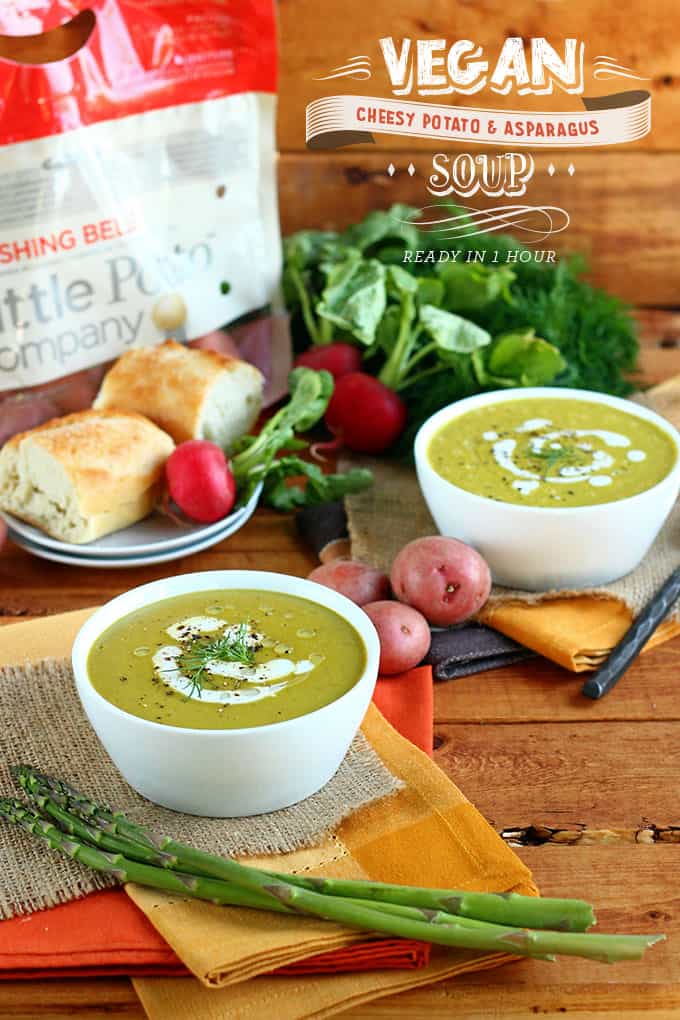 Vegan Cheesy Potato and Asparagus Soup - ilovevegan.com #vegan #Creamerpotatoes #LittlePotatoes
