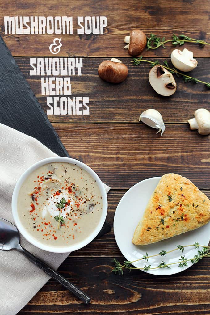 Vegan Mushroom Soup and Savoury Herb Scones - ilovevegan.com