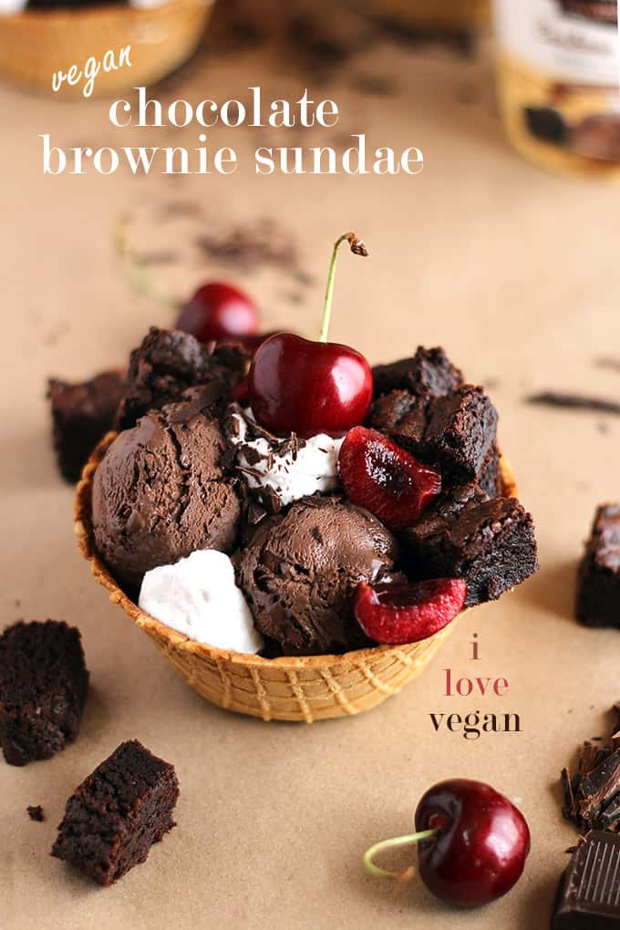Vegan Chocolate Brownie Sundae - ilovevegan.com