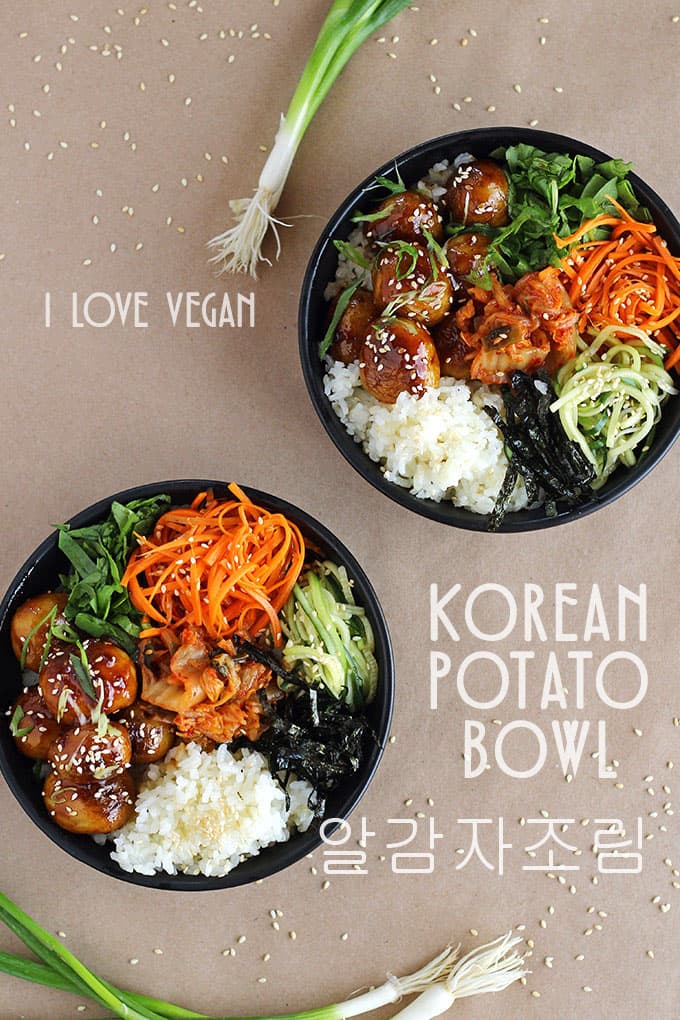 Korean Potato Bowl (Al Gamja Jorim) - ilovevegan.com