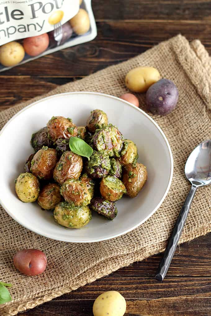Easy Vegan Pesto Potatoes - ilovevegan.com