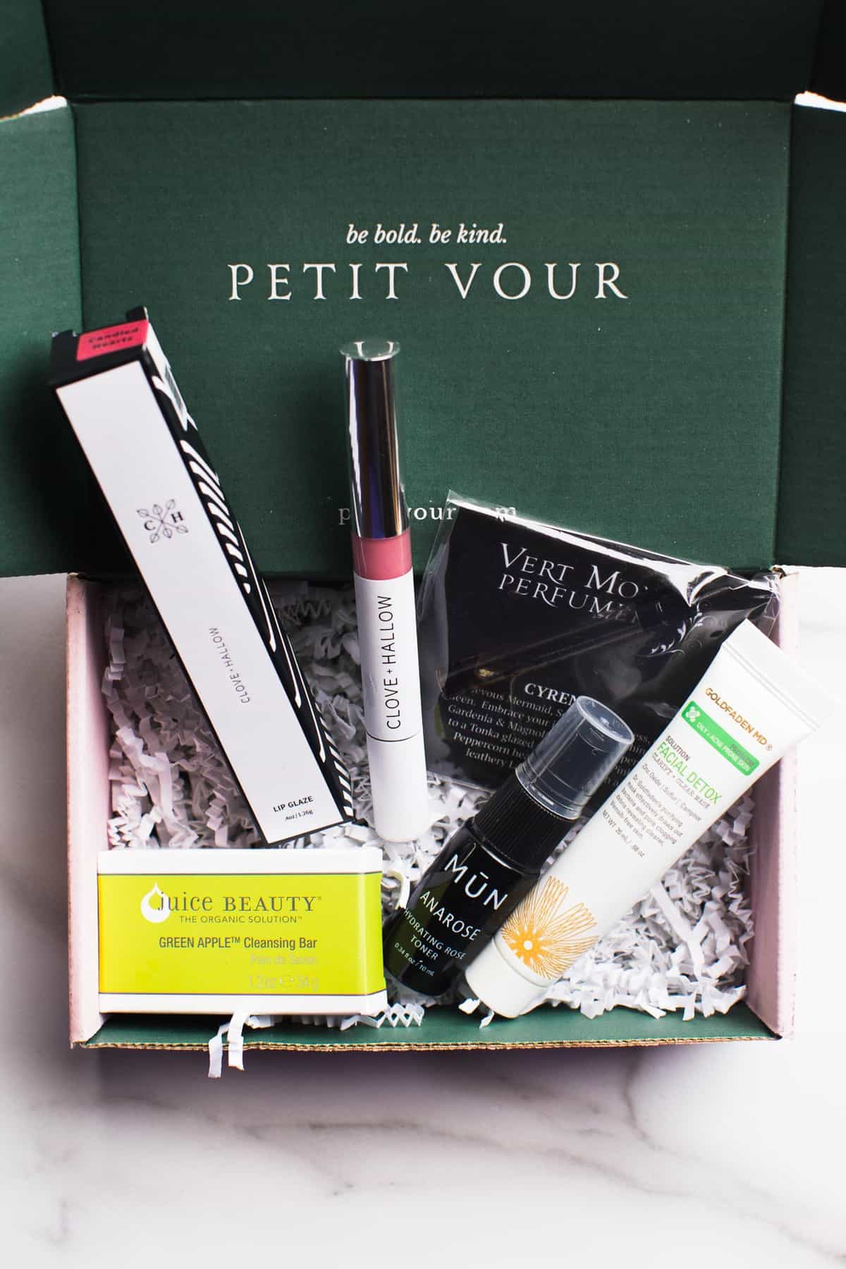 A selection of products from the June 2018 Petit Vour box.
