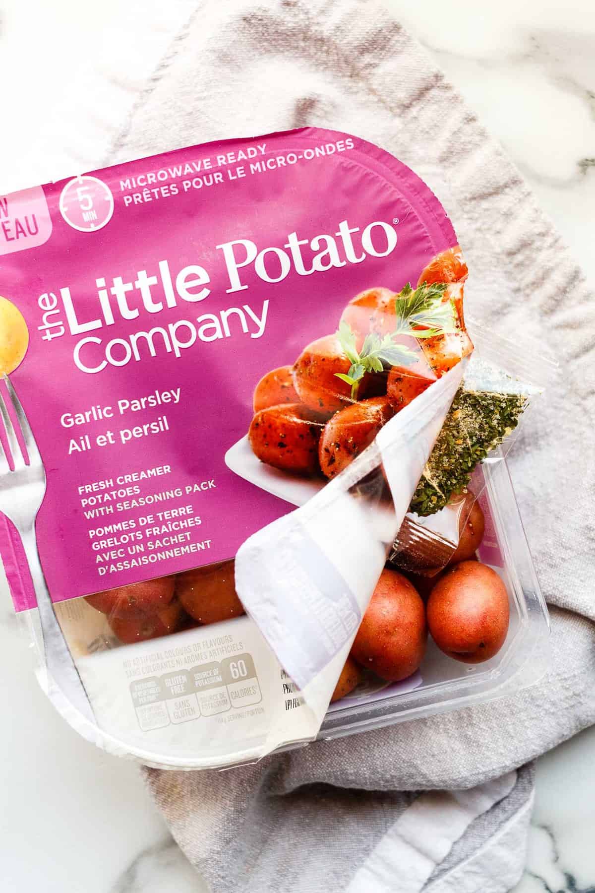 The Little Potato Company;s Garlic & Parsely Microwave-Ready Creamer potatoes.