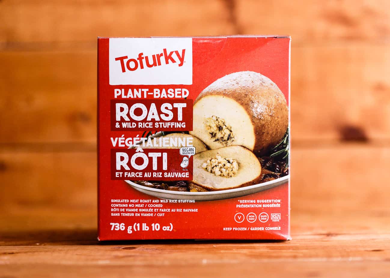 Tofurky roast in packaging.