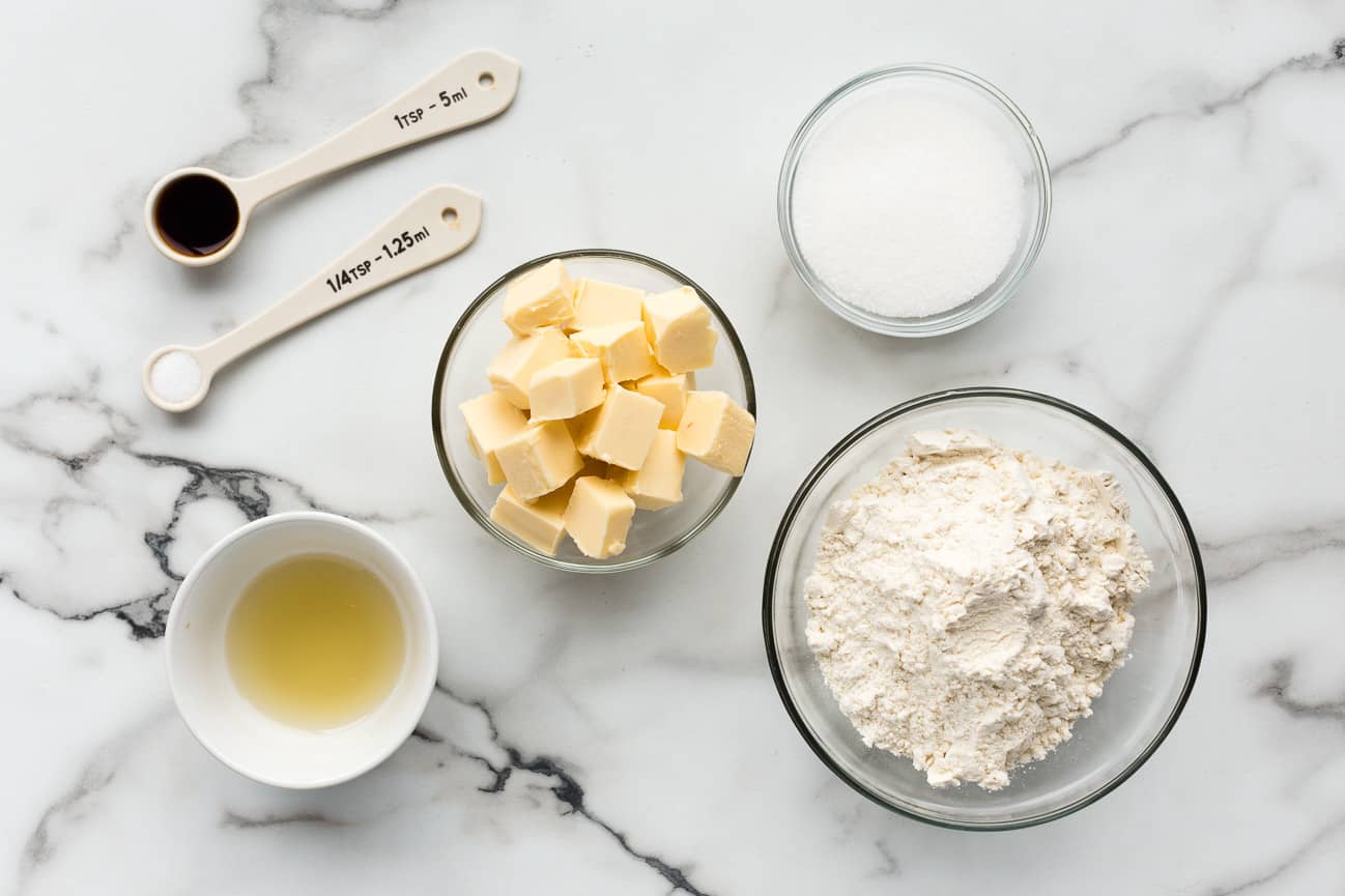 Ingredients for making vegan butter cookies.
