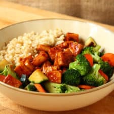 Teriyaki Peanut Tofu with Stir-Fried Veggies & Brown Rice-image