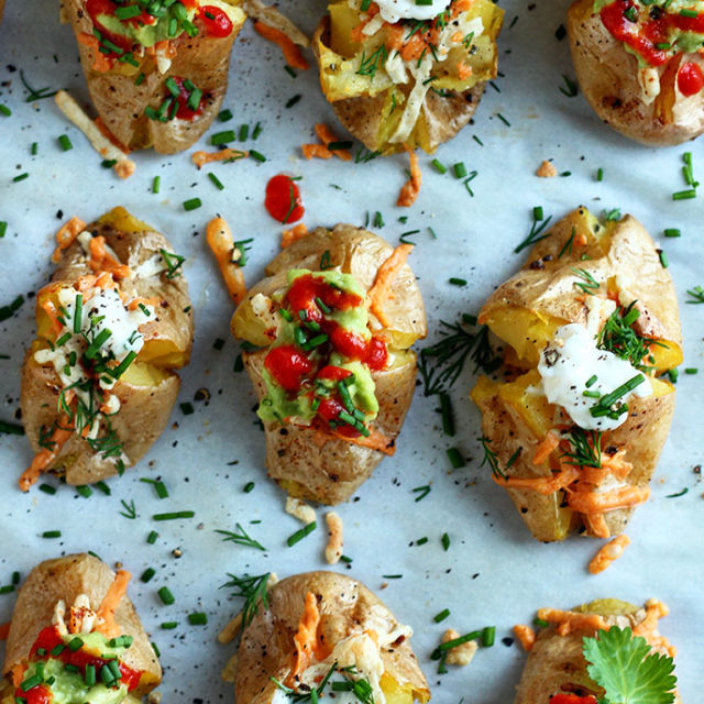 Two-Bite Baked Potatoes (Tex-Mex and Loaded) - ilovevegan.com