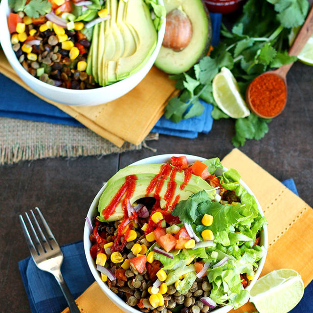 The Big Southwest Lentil Salad Bowl via ilovevegan.com #vegan #glutenfree #nutfree #soyfree