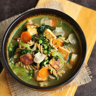 Tofu Noodle Soup - Classic vegan comfort food is the best! ilovevegan.com