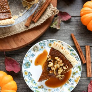 Vegan Pumpkin Pie with Caramel Sauce - ilovevegan.com
