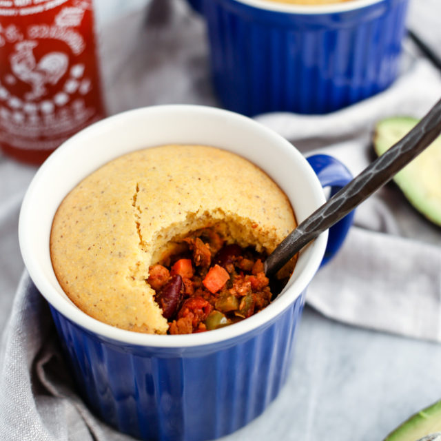 Vegan Chili Topped with Cornbread - ilovevegan.com
