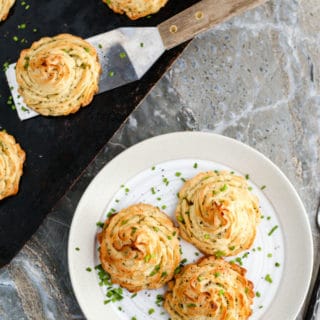 Vegan Chive & Garlic Duchess Potatoes - ilovevegan.com